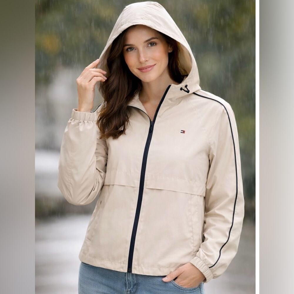 Tommy Hilfiger Women's Beige Hooded Jacket size M NWT